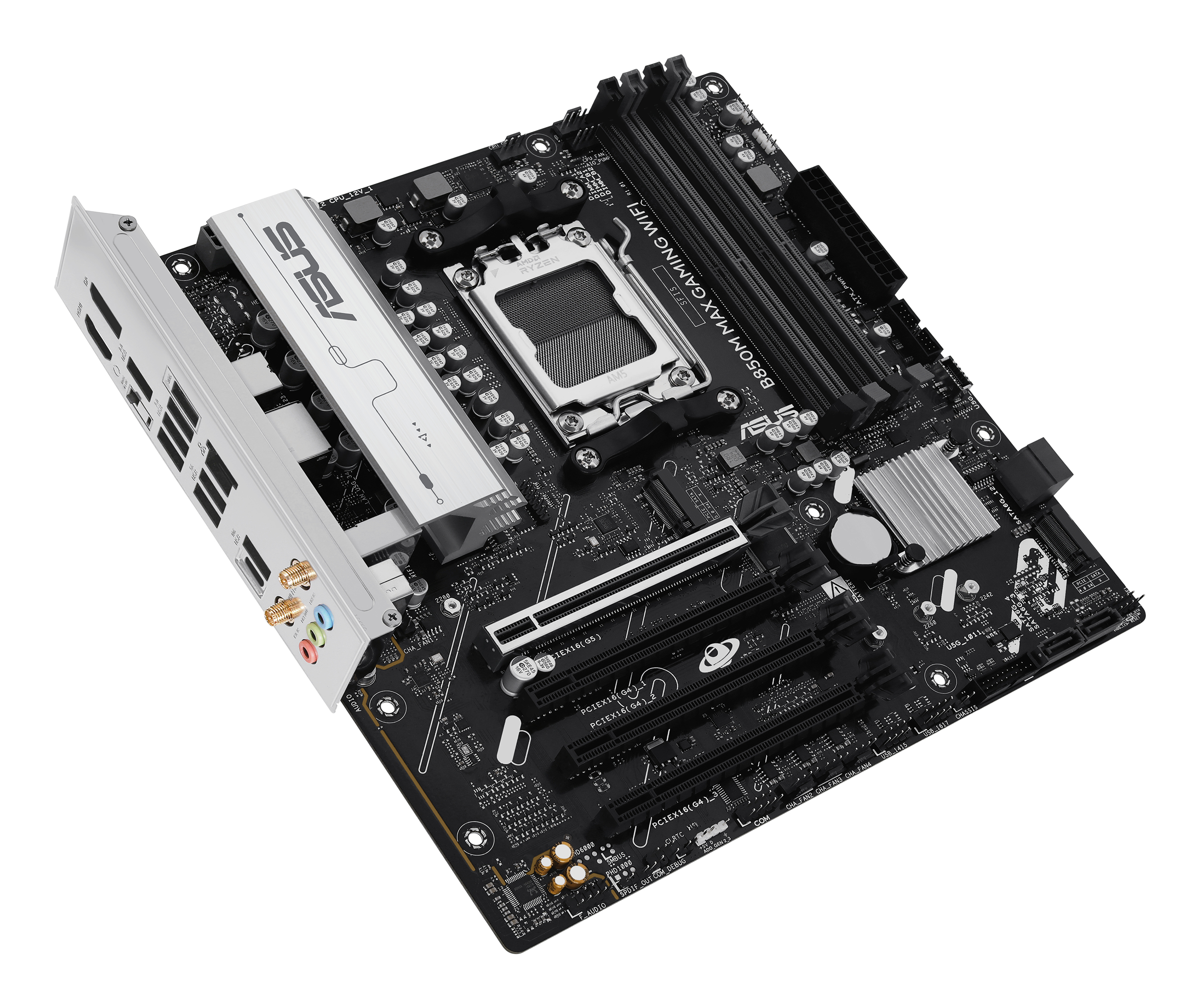 ASUS B850M MAX GAMING WIFI - Motherboard - micro ATX - Socket AM5 - AMD B850 Chipsatz - Wi-Fi 6, Bluetooth, Gigabit LAN, Ansicht 2
