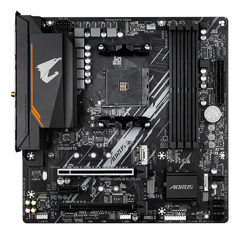 Gigabyte AORUS B550M ELITE AX - 1.3 - Motherboard - micro ATX - Socket AM4 - AMD B550 Chipsatz - USB 3.2 Gen 1, Ansicht 2