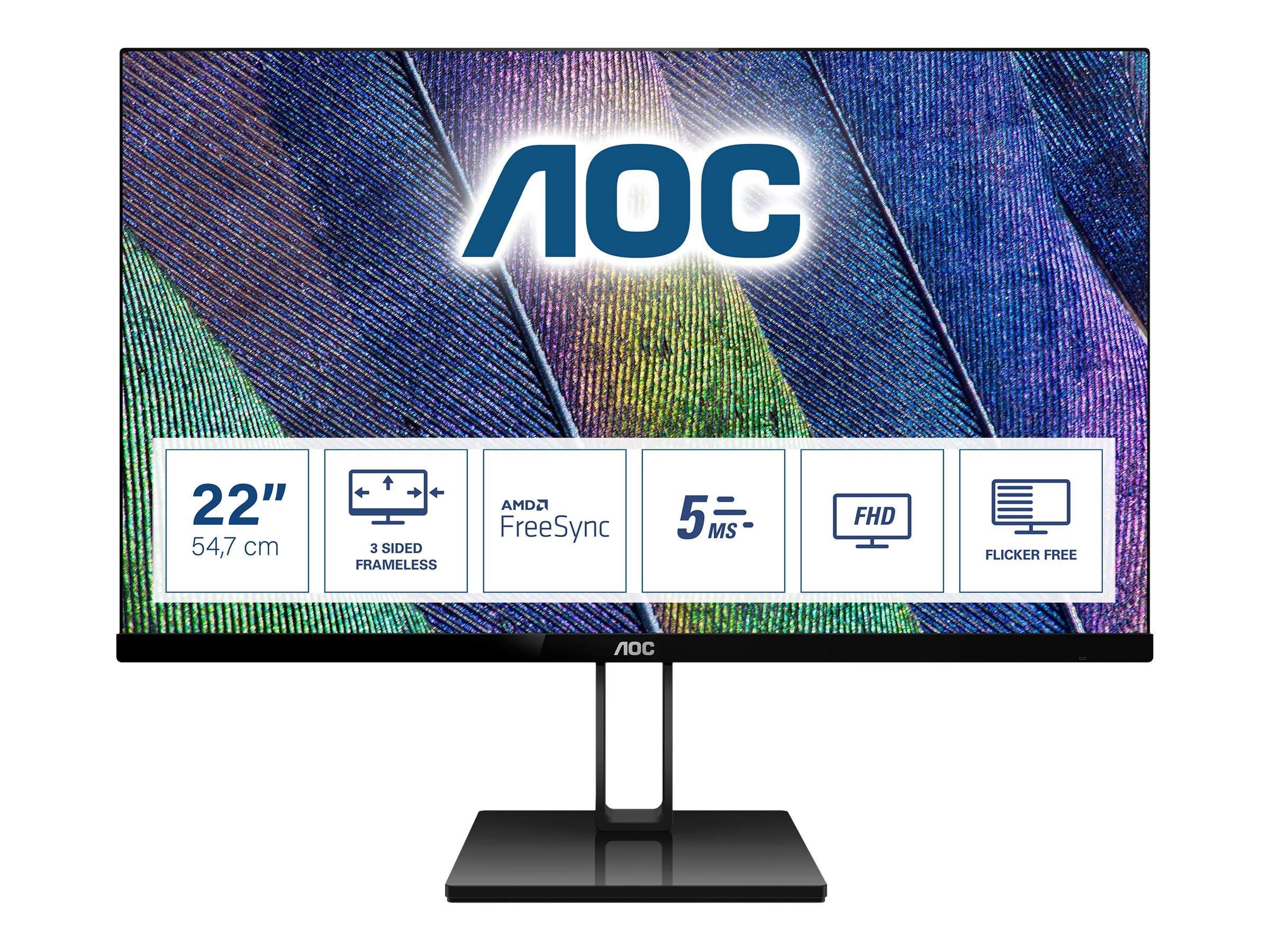AOC 22V2Q - LED-Monitor - 54.6 cm 21.5" - 1920 x 1080 Full HD 1080p (22V2Q)