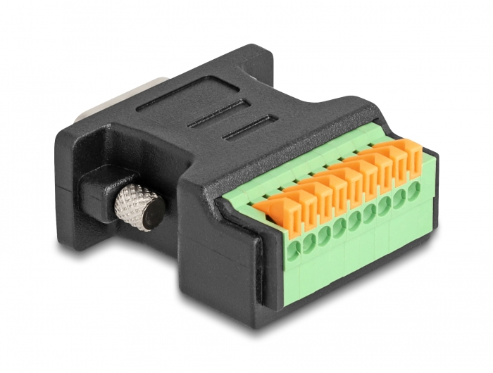 Delock Serieller Adapter - 9-poliger Anschlussblock zu DB-9 (M), Ansicht 2