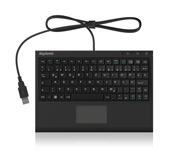KeySonic ACK-3410 - Mini - USB - Membran Key Switch - Schwarz - TL: US, QWERTY, Ansicht 4