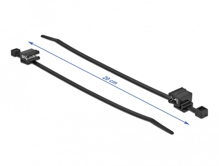 Delock Kabelbinder - mit Kanten-Befestigungsclip - 20 cm - Schwarz (Packung mit 50), Ansicht 3