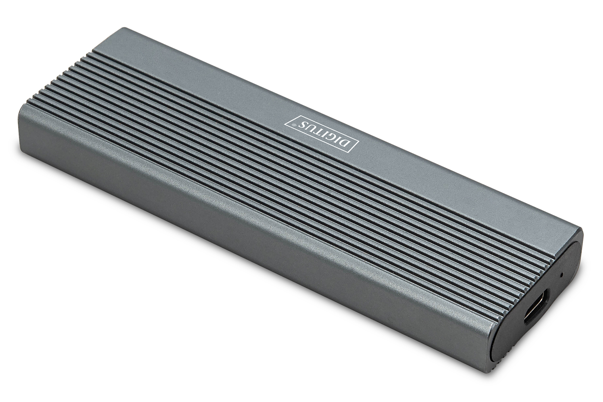 DIGITUS USB M.2 Festplattengehäuse, SSD, extern, NVMe + SATA, 10Gbps (NVMe) 6 Gbps (SATA),USB3.1 Gen2, Aluminium, Ansicht 2