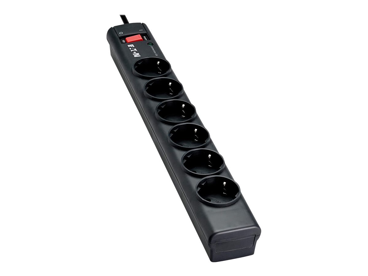 Eaton Protection Strip PS6D - Überspannungsschutz - AC 220-250 V - 2500 Watt - Ausgangsanschlüsse: 6 - Schwarz
