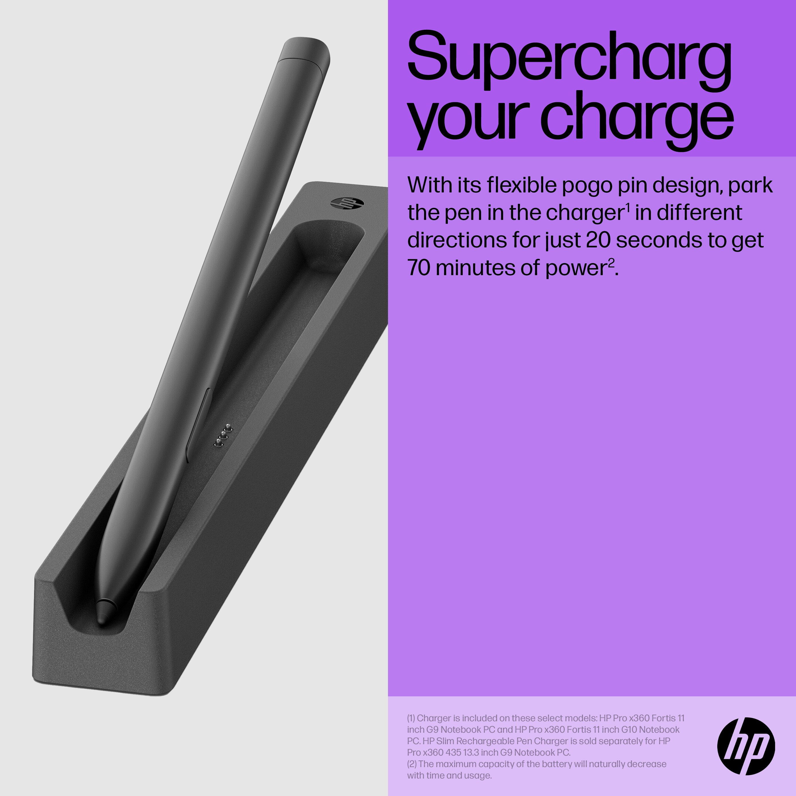 HP Slim - Aktiver Stylus - 2 Tasten - Harbor Gray, Ansicht 2