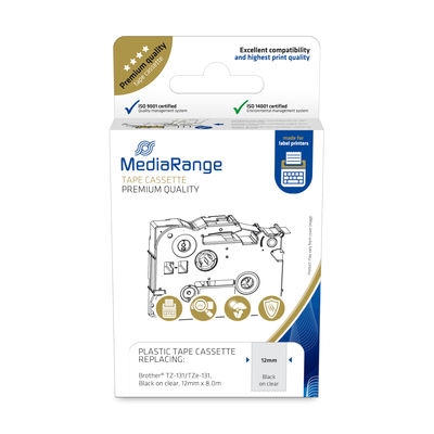 MEDIARANGE Laminiert - permanenter Klebstoff - schwarz auf durchsichtig - Rolle (1,2 cm x 8 m), Ansicht 2