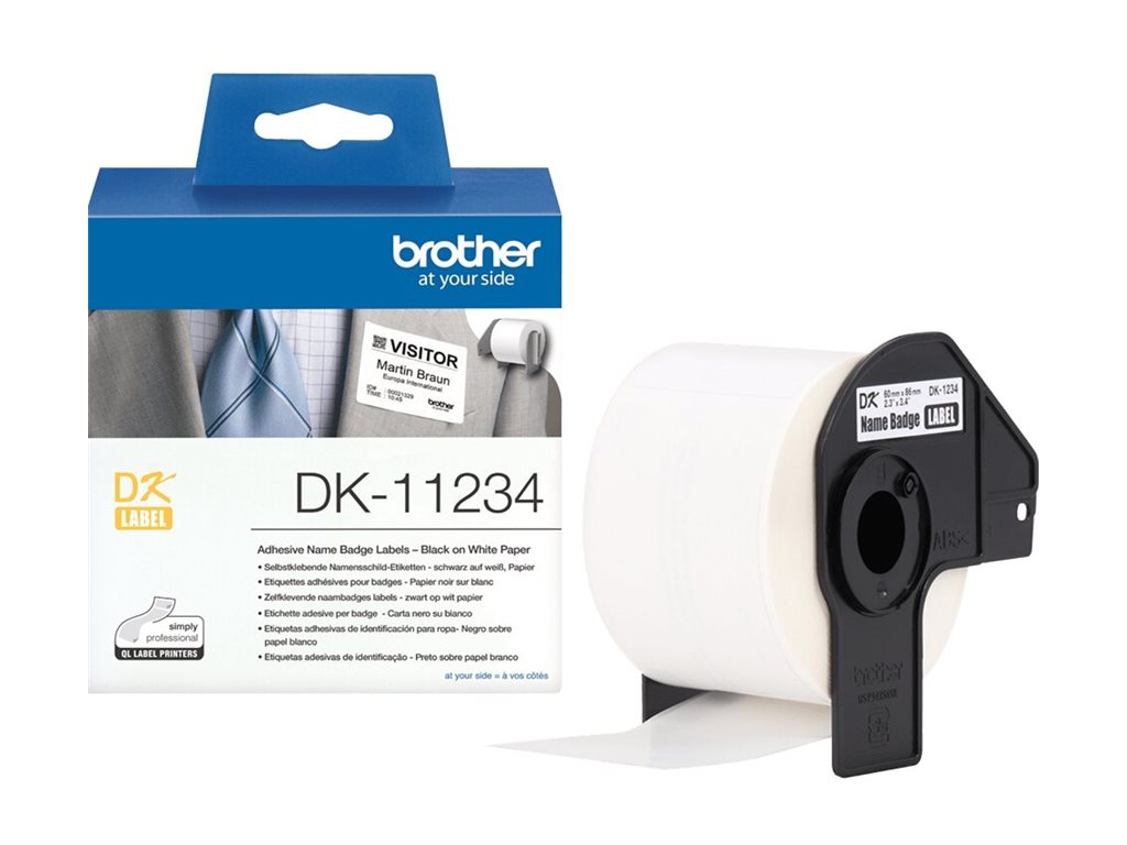 Brother DK11234 - Papier - selbstklebend - Schwarz auf Weiß - 60 x 86 mm 260 Etikett(en) (1 Rolle(n), Ansicht 3