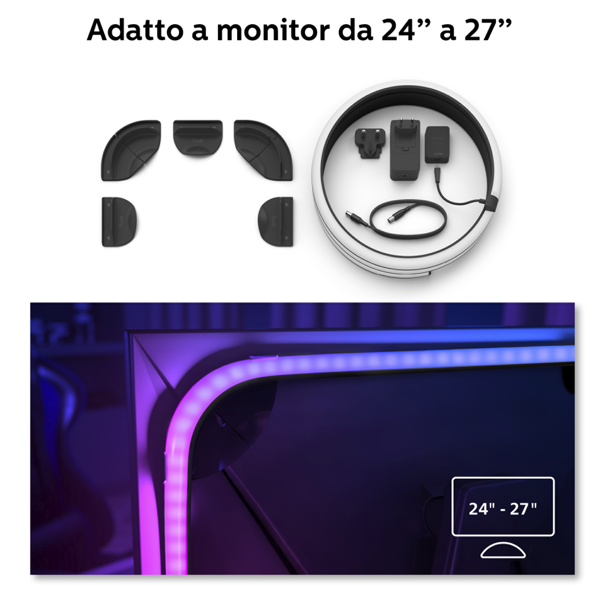 Philips PC Play Gradient Lightstrip 3x 24/27 Starter Set + Bridge - Intelligenter Leuchtstreifen - Bluetooth/Zigbee, Ansicht 3