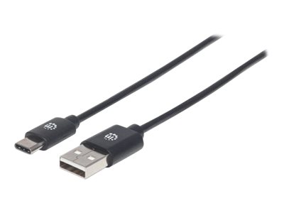 Manhattan USB-C to USB-A Cable, 1m, Male to Male, Black, 480 Mbps (USB 2.0)