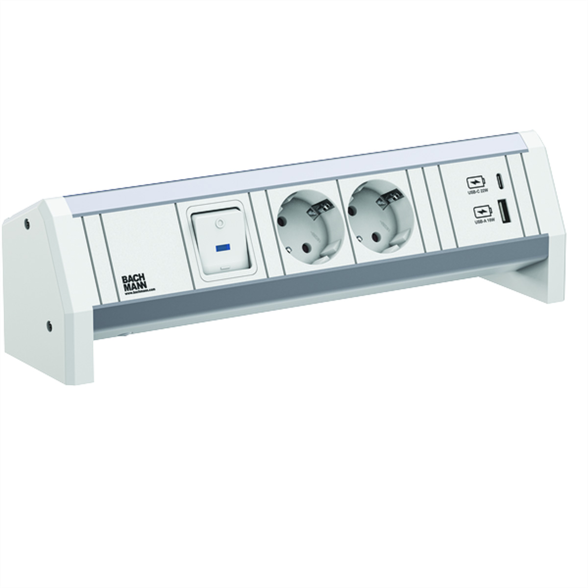 Bachmann DESK 2xCEE7/3902.02911xSchalter 1xUSB A/C 22W GST18 RAL9010, Ansicht 2