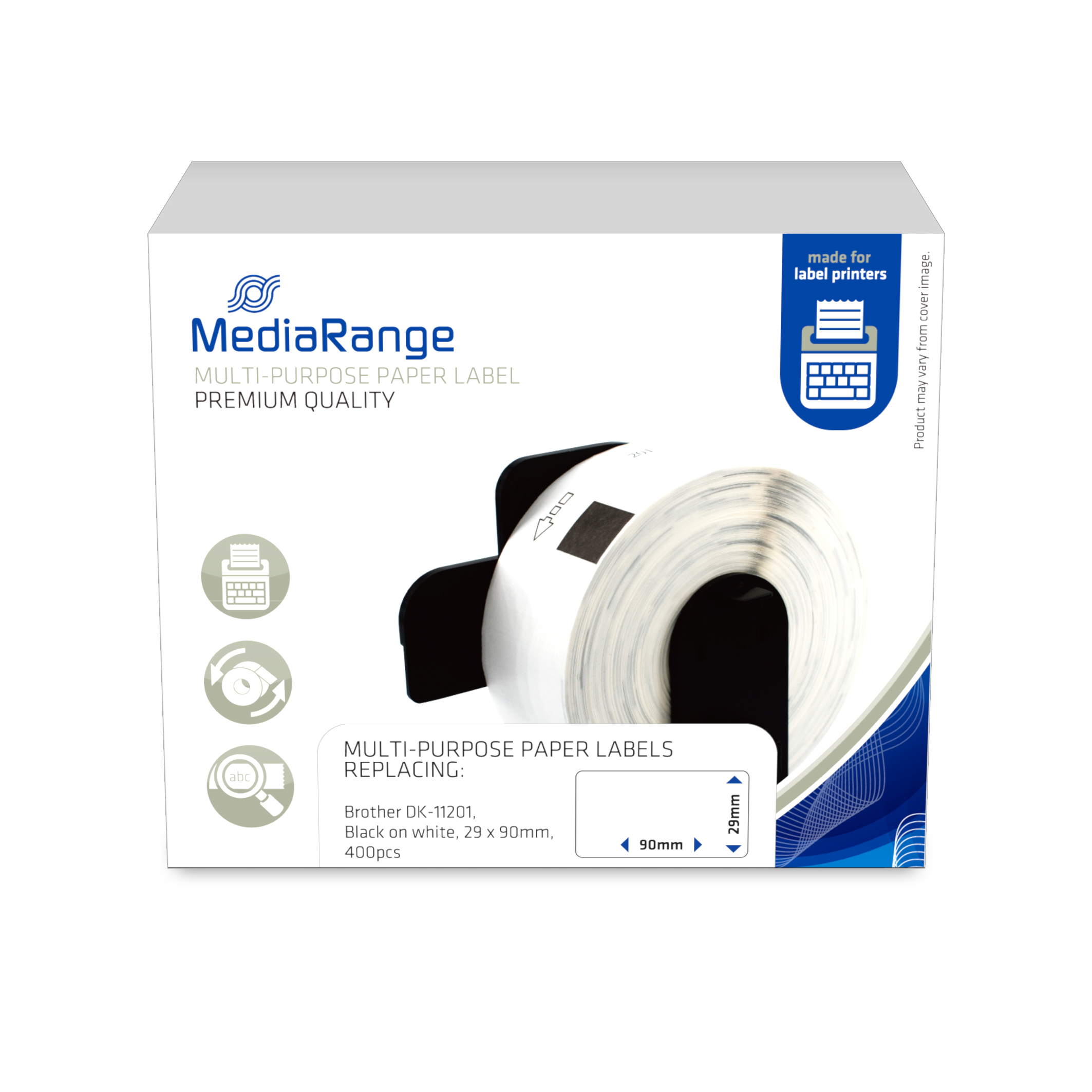 MEDIARANGE Papieretiketten Brother DK-11201 29x90mm 400St ws, Ansicht 2