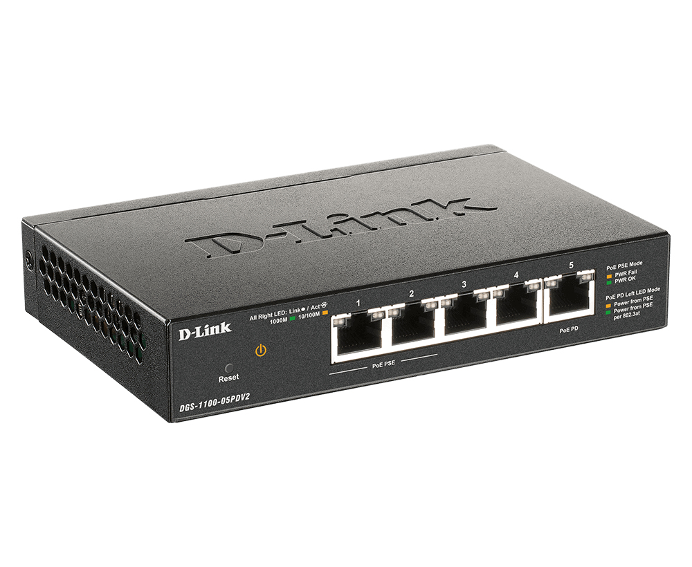 D-Link DGS 1100-05PDV2 - Switch - Smart - 5 x 10/100/1000 (2 PoE), Ansicht 4