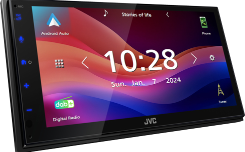 JVC KW-M595DBT, Schwarz, 22 W, 20 - 20000 Hz, 4 Ohm, NTSC, PAL, AAC, FLAC, MP3, WAV, WMA, Ansicht 2