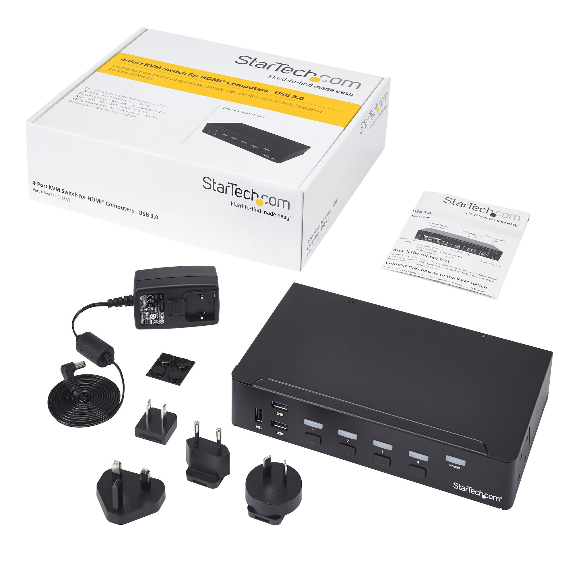StarTech.com 4 Port HDMI KVM Switch - HDMI KVM Umschalter mit USB 3.0 Hub, Ansicht 2