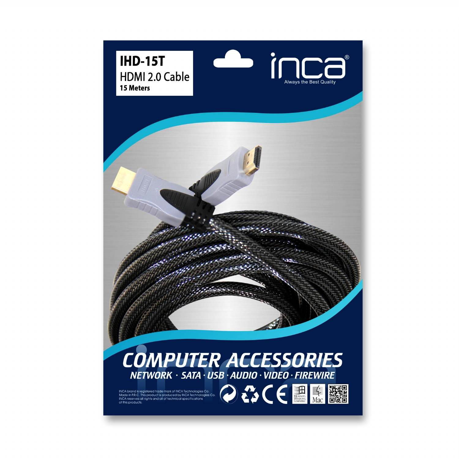 INCA HDMI-Kabel IHD-15T 2.0 Anschlusskabel 4K 30Hz retail - Kabel - Kabel - Digital/Display/Video, Ansicht 2