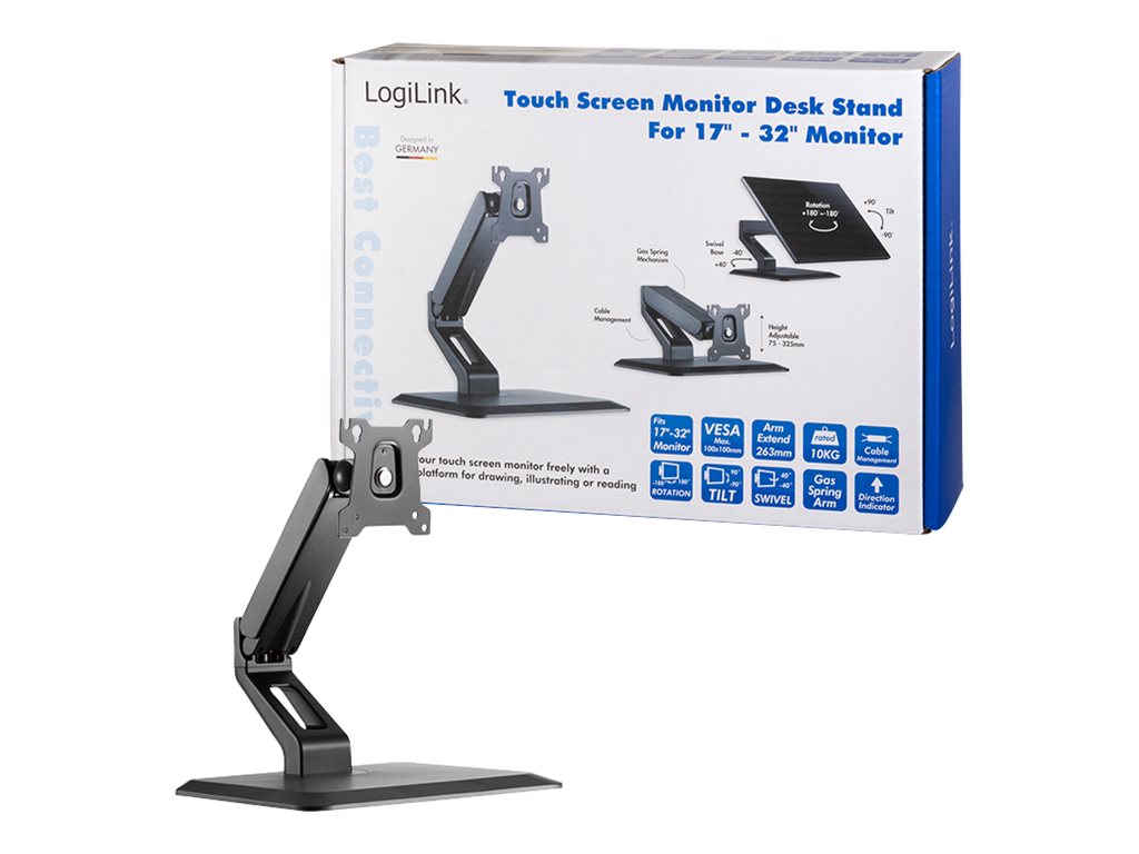 LogiLink Aufstellung - einstellbarer Arm - für LCD-Display - Schwarz - Bildschirmgröße: 43.2-81.3 cm (17"-32")
