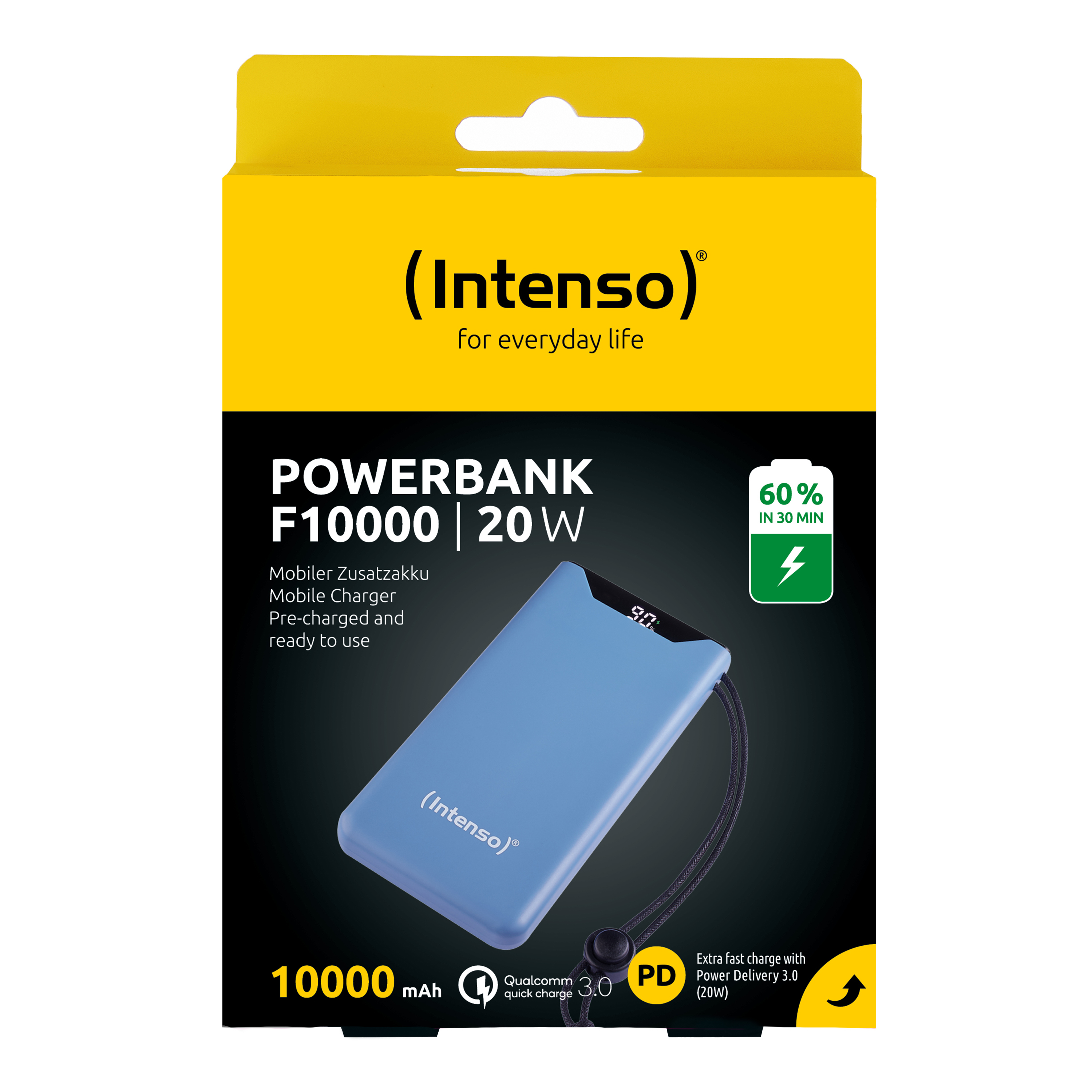 Intenso Powerbank F10000 Blue blau 10.000 mAh PD 3.0 Quick Charge 3.0, Ansicht 2