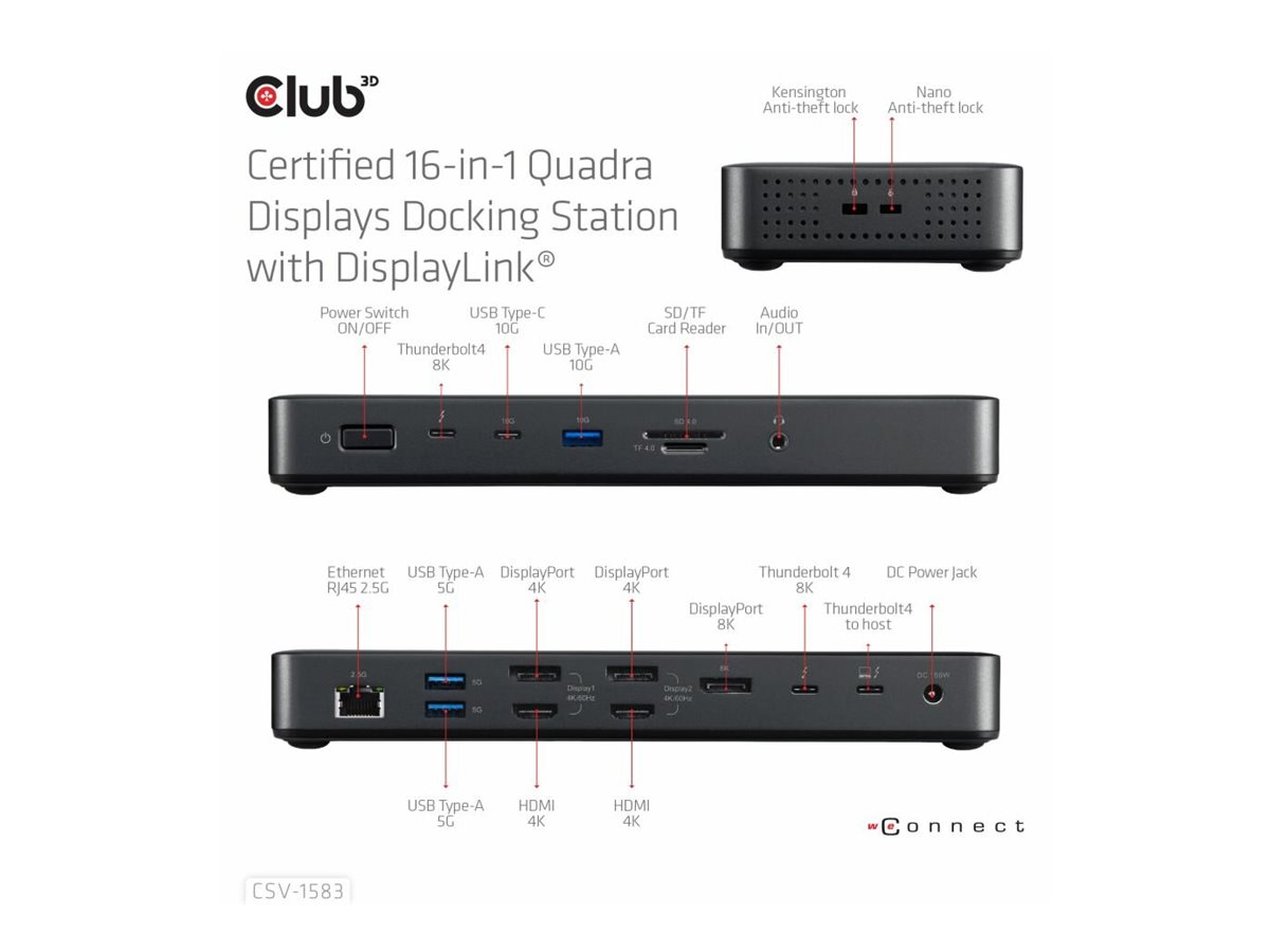 Club 3D 16-in-1 - Dockingstation - für Desktop, Laptop, Ansicht 3