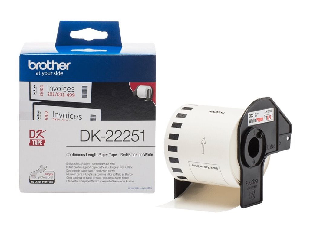 Brother DK22251 - Schwarz/Rot auf Weiß - Rolle (6,2 cm x 15,24 m)