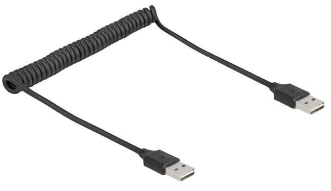 Delock Spiralkabel EASY-USB 2.0 Typ-A Stecker zu EASY-USB Typ-A Stecker 0.5 m bis 0.8 - Digital/Daten, Ansicht 3
