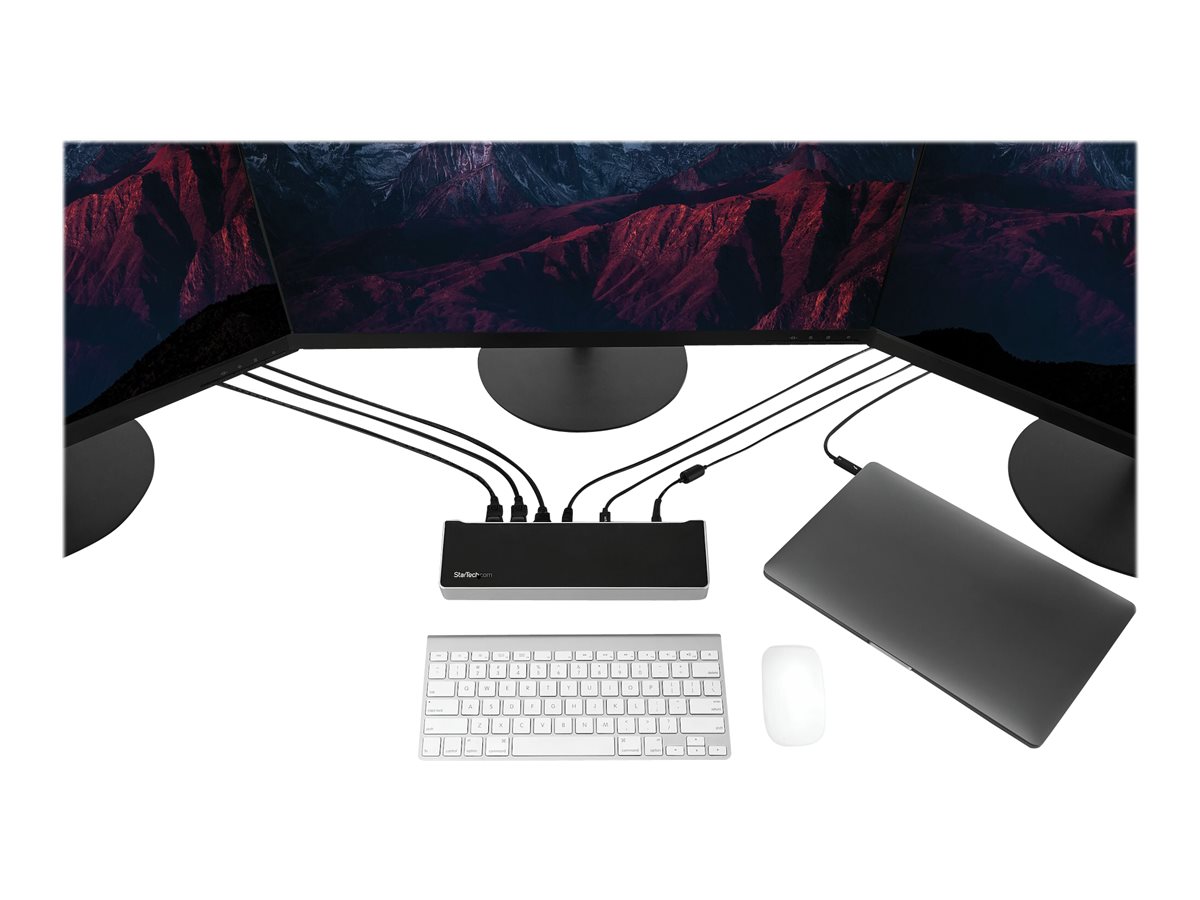 StarTech.com USB-C Dockingstation - Drei 4K Monitor Docking station mit zwei DisplayPort & HDMI - 100W Power Delivery - USB-C, 4x USB-A Hub - USB 3.1 Gen 1 Typ-C Dock - Windows & Mac (DK30CH2DEPUE)