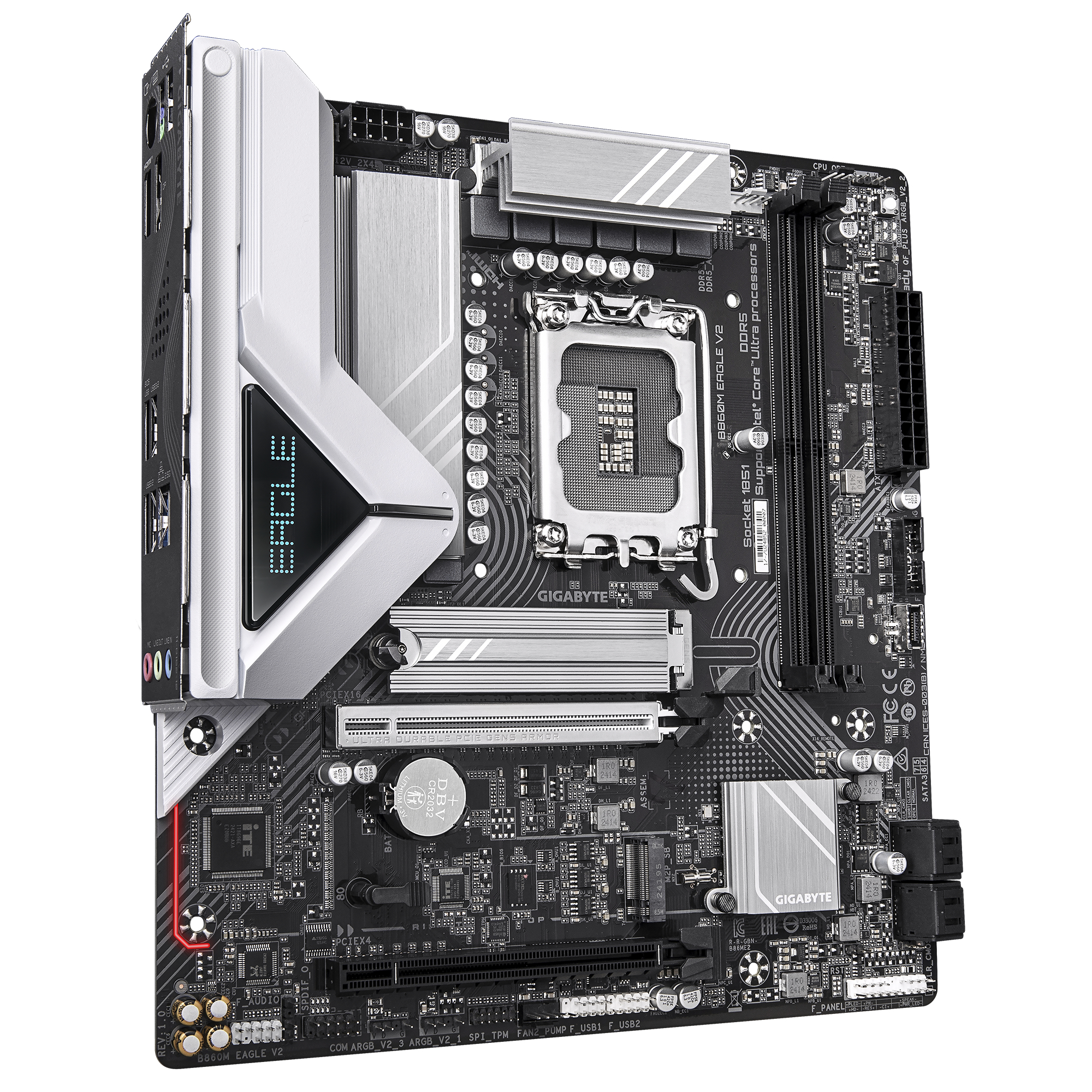 Gigabyte B860M EAGLE V2 - Motherboard - micro ATX - LGA1851-Sockel - B860 Chipsatz - USB 3.2 Gen 1, USB-C 3.2 Gen 1, Ansicht 3
