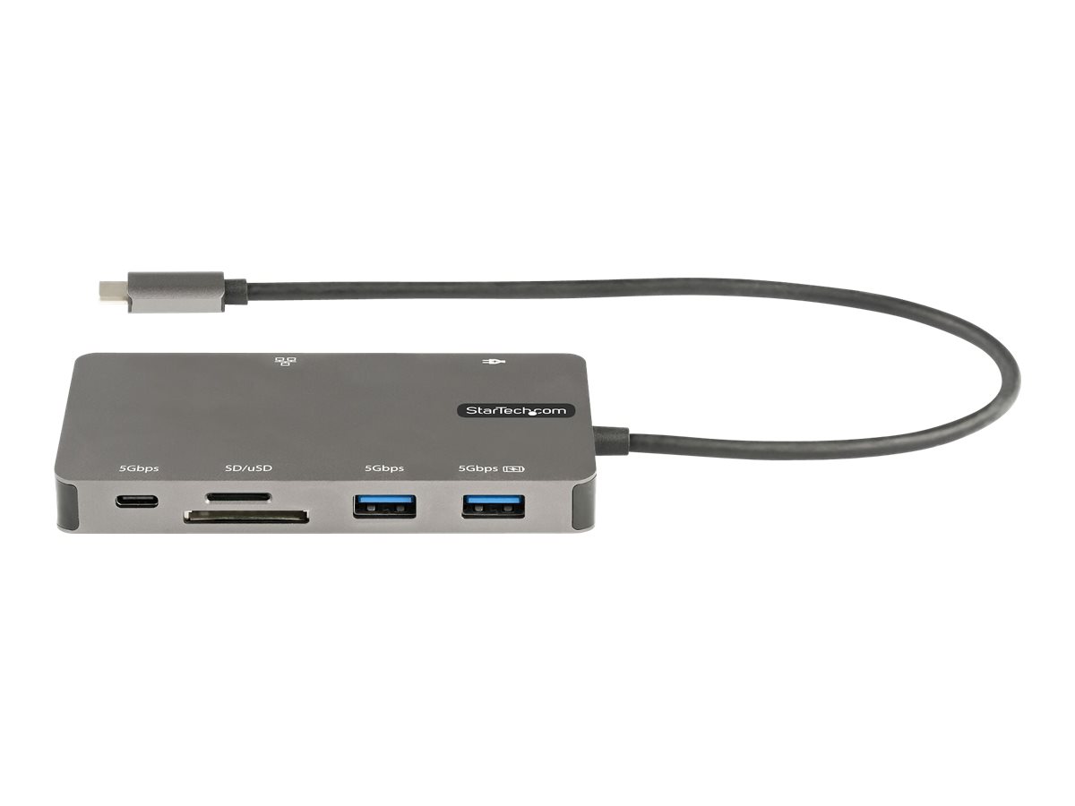 StarTech.com USB C Multiport Adapter - USB C auf HDMI 4K 30Hz/VGA Reiseadapter/Docking station - 5Gbit/s USB 3.0 Hub (USB A/USB C) - 100W Power Delivery - SD/Micro SD Kartenleser - Gigabit Netzwerk - 30cm Kabel