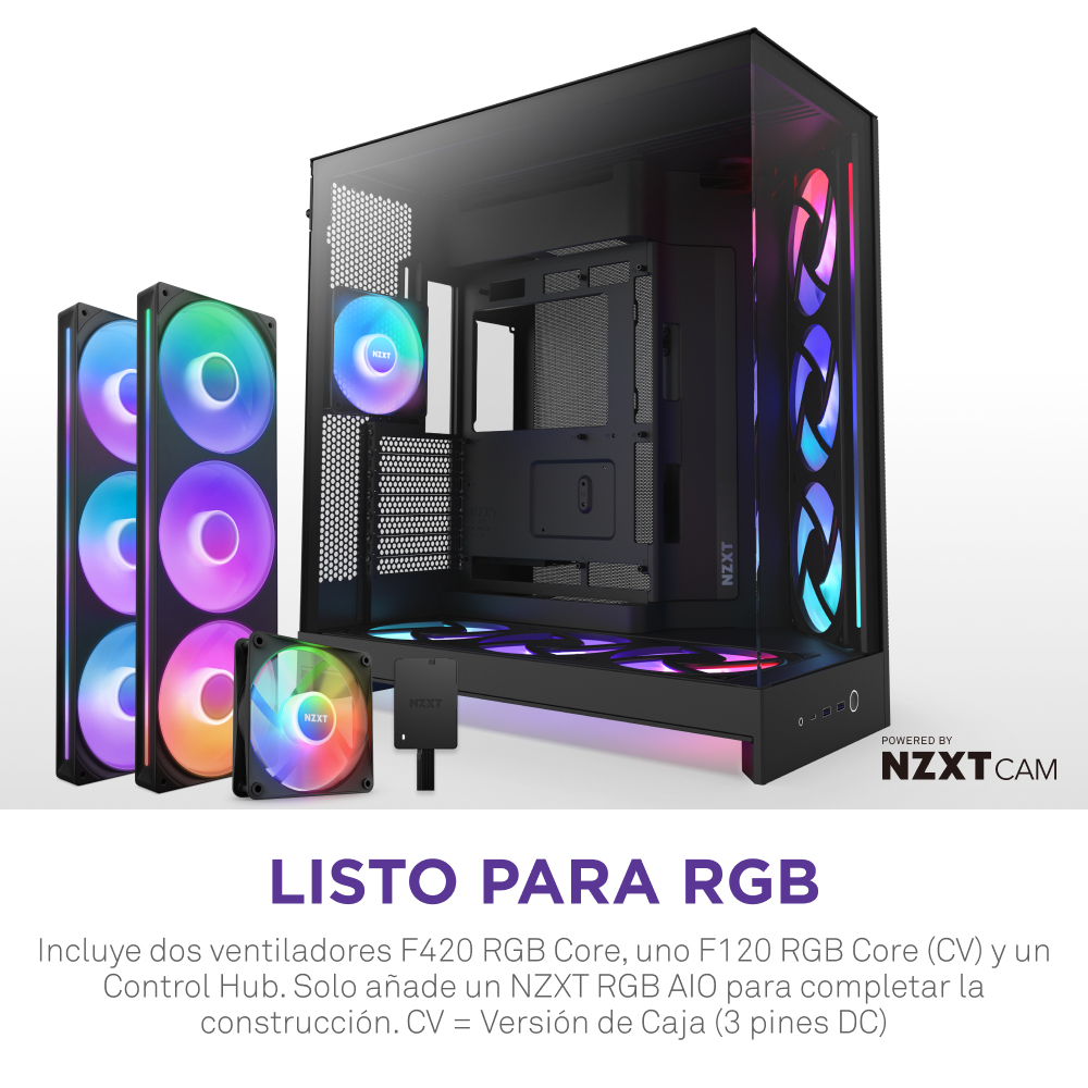 NZXT H9 Flow RGB+ schwarz matt Temperd Glass x 2 - Gehäuse - ATX - Midi/Minitower - ATX, Ansicht 3