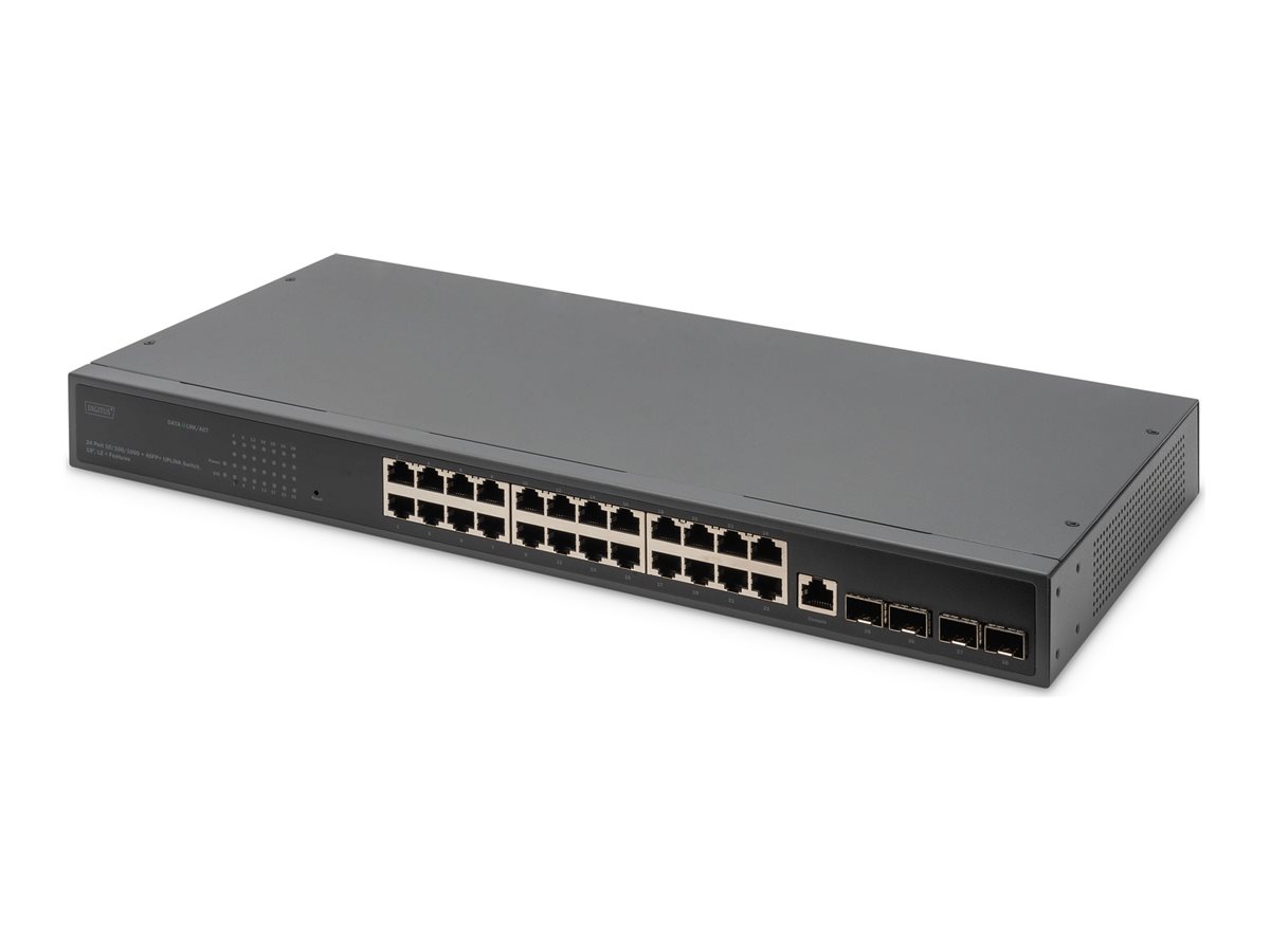 DIGITUS 24-Port Gigabit Switch,  19 Zoll, Managed,  4 SFP+ Uplinks