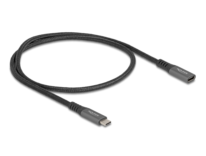 Delock USB 10 Gbps Verlängerungskabel Type-C Stecker zu Buchse PD 3.0 100 W 0.5 m grau, Ansicht 2