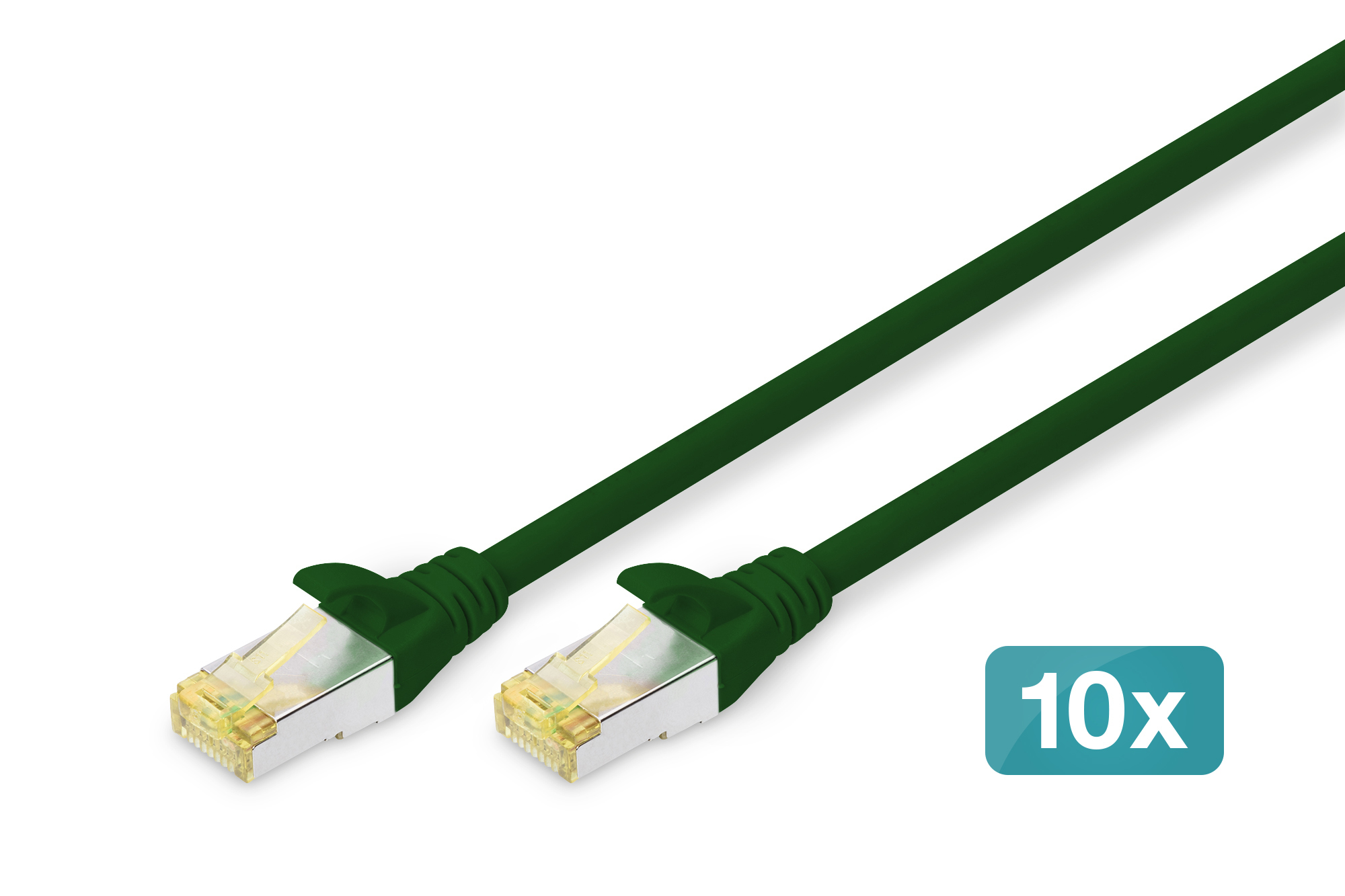 DIGITUS CAT 6A S/FTP Patchkabel, 10 Stück, 3 m, Cat6a, S/FTP (S-STP), RJ-45, RJ-45, Grün