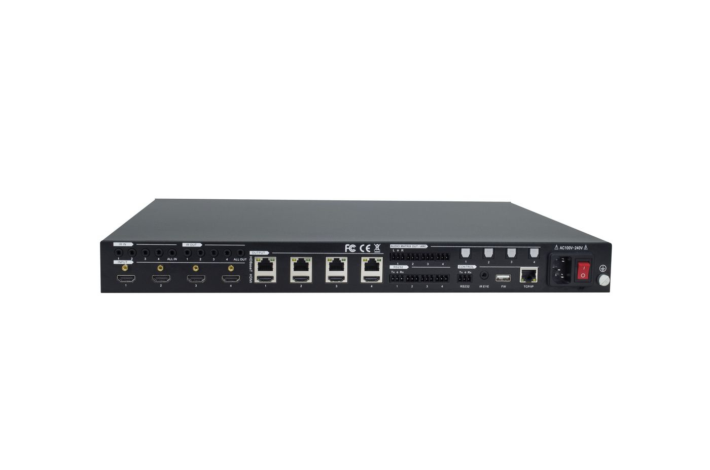 VivoLink VLHDMIMAT4X444 - AV-Matrix-Umschalter - 4096 x 2160 Pixel - 18 Gbit/s - 10,100,1000 Mbit/s - Schnelles Ethernet, Ansicht 2