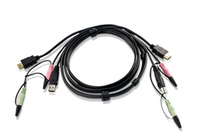 ATEN 2L-7D02UH - Video- / USB- / Audio-Kabel - USB, mini-phone stereo 3.5 mm, HDMI (M) zu mini-phone stereo 3.5 mm, USB Typ B, HDMI (M) - 1.8 m