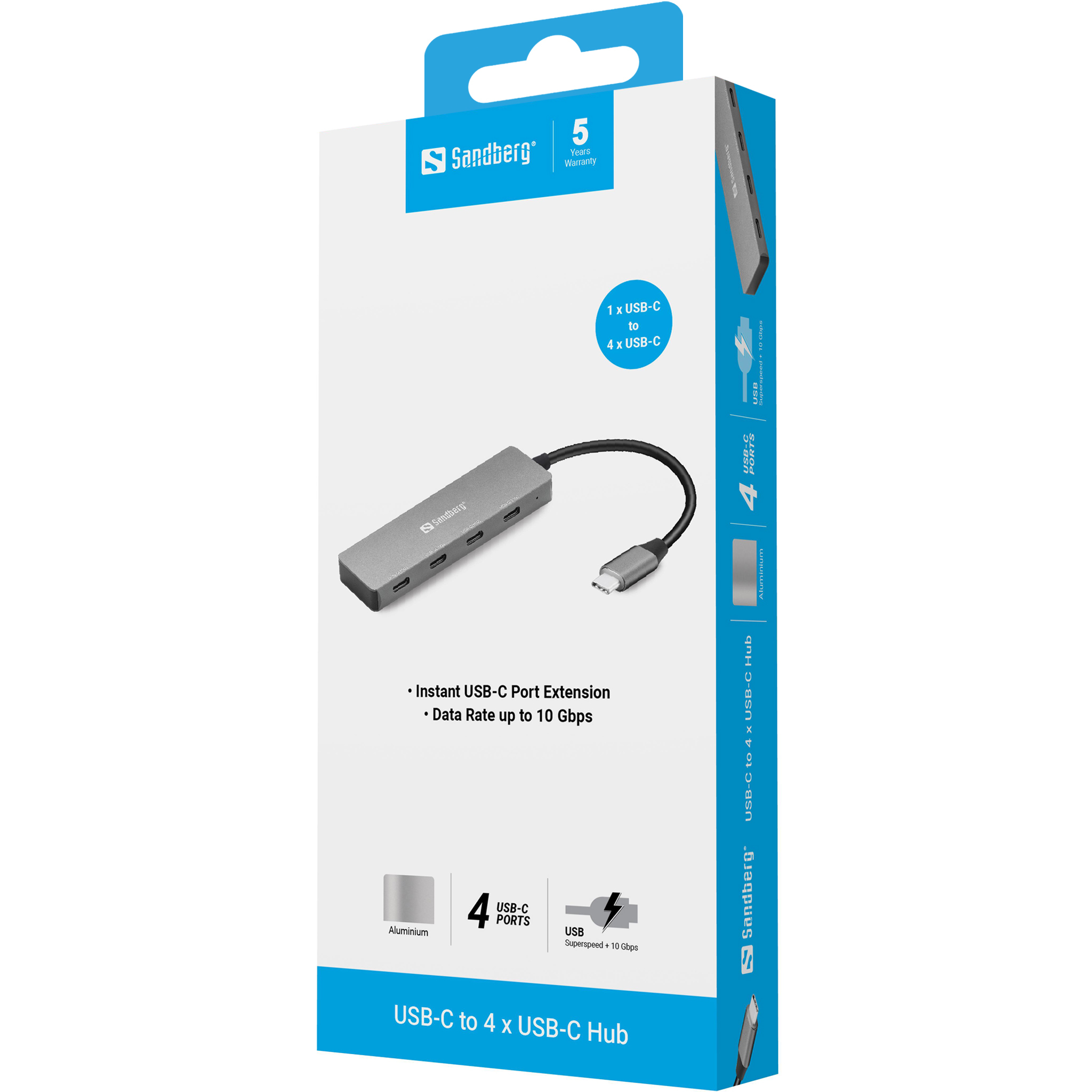 SANDBERG Hub - 4 x USB-C - Desktop, Ansicht 2