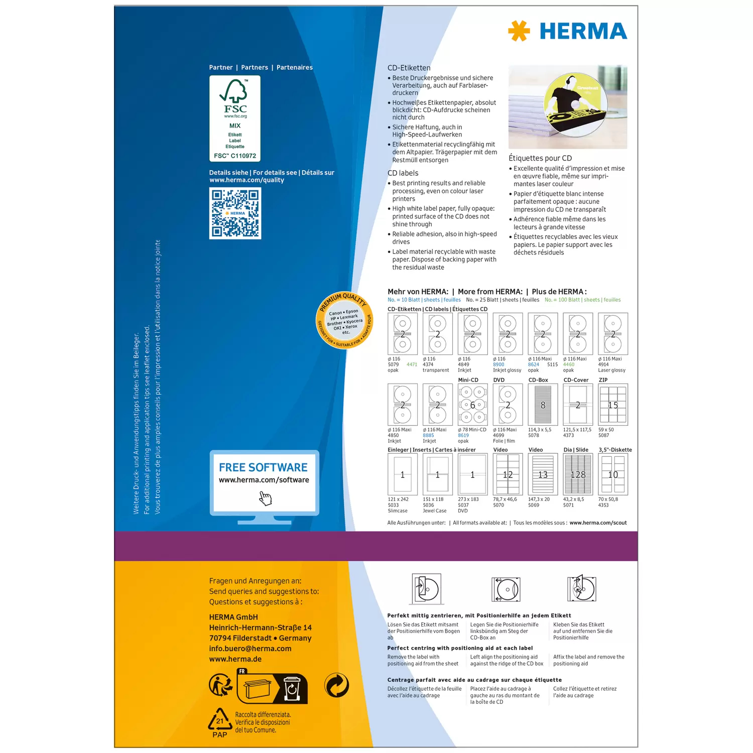 HERMA Special - Papier - matt - permanent selbstklebend - weiß - 116 mm rund 200 Etikett(en) (100 Bogen x 2), Ansicht 2
