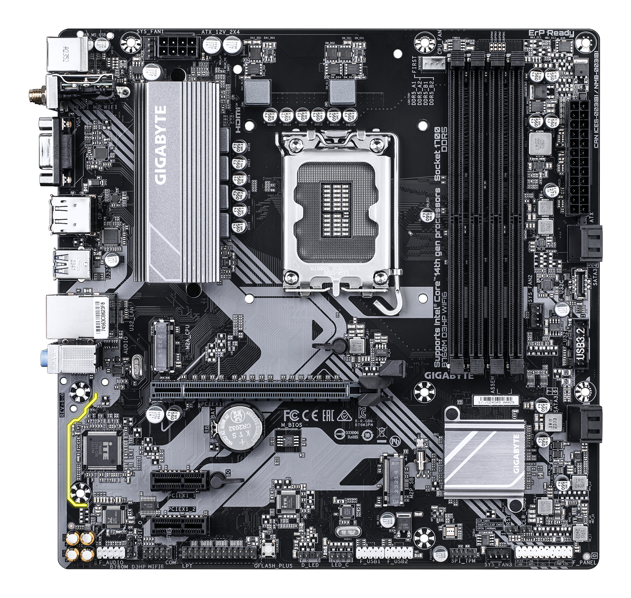 Gigabyte B760M D3HP WIFI6 - Motherboard - micro ATX - LGA1700-Sockel - B760 Chipsatz - (CPU erforderlich), Ansicht 2