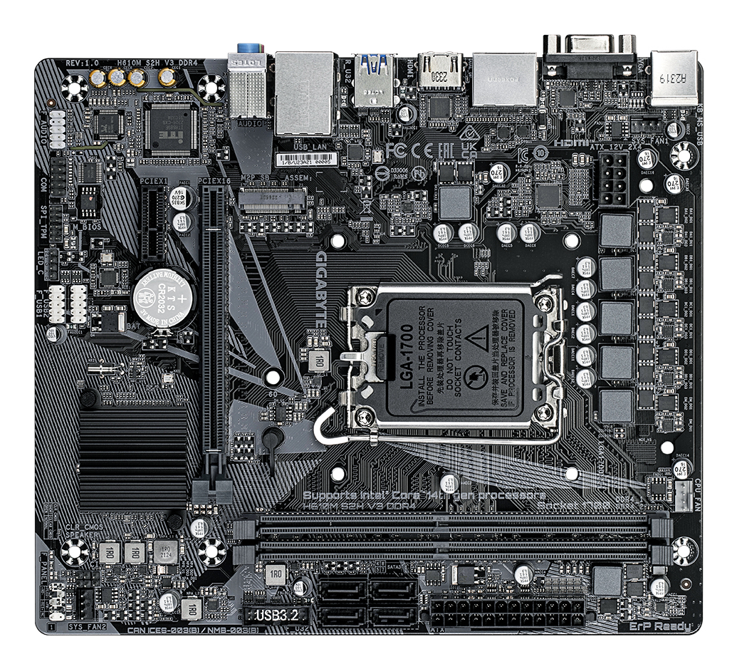 Gigabyte H610M S2H V3 DDR4 - 1.0 - Motherboard - micro ATX - LGA1700-Sockel - H610 Chipsatz - USB 3.2 Gen 1, Ansicht 3