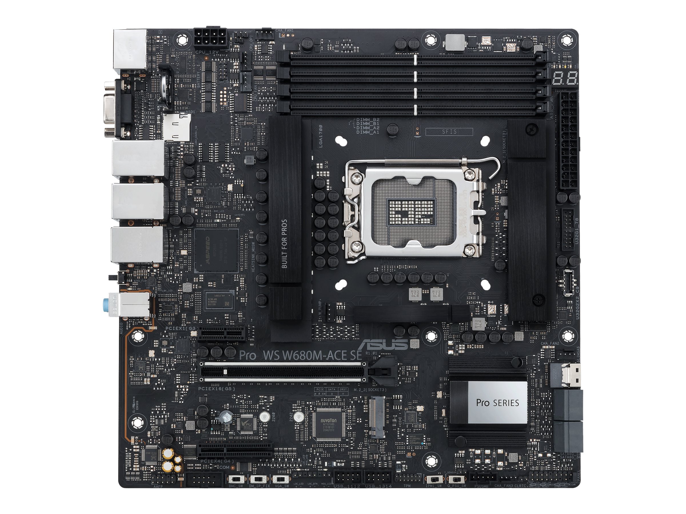 ASUS PRO WS W680M-ACE SE - Motherboard - micro ATX - LGA1700 Sockel - W680 Chipsatz - USB-C 3.2 Gen 2x2, USB-C 3.2 Gen2, USB 3.2 Gen 1, USB 3.2 Gen 2 - 2 x 2.5 Gigabit LAN, Gigabit LAN - Onboard-Grafik - HD Audio (8-Kanal)