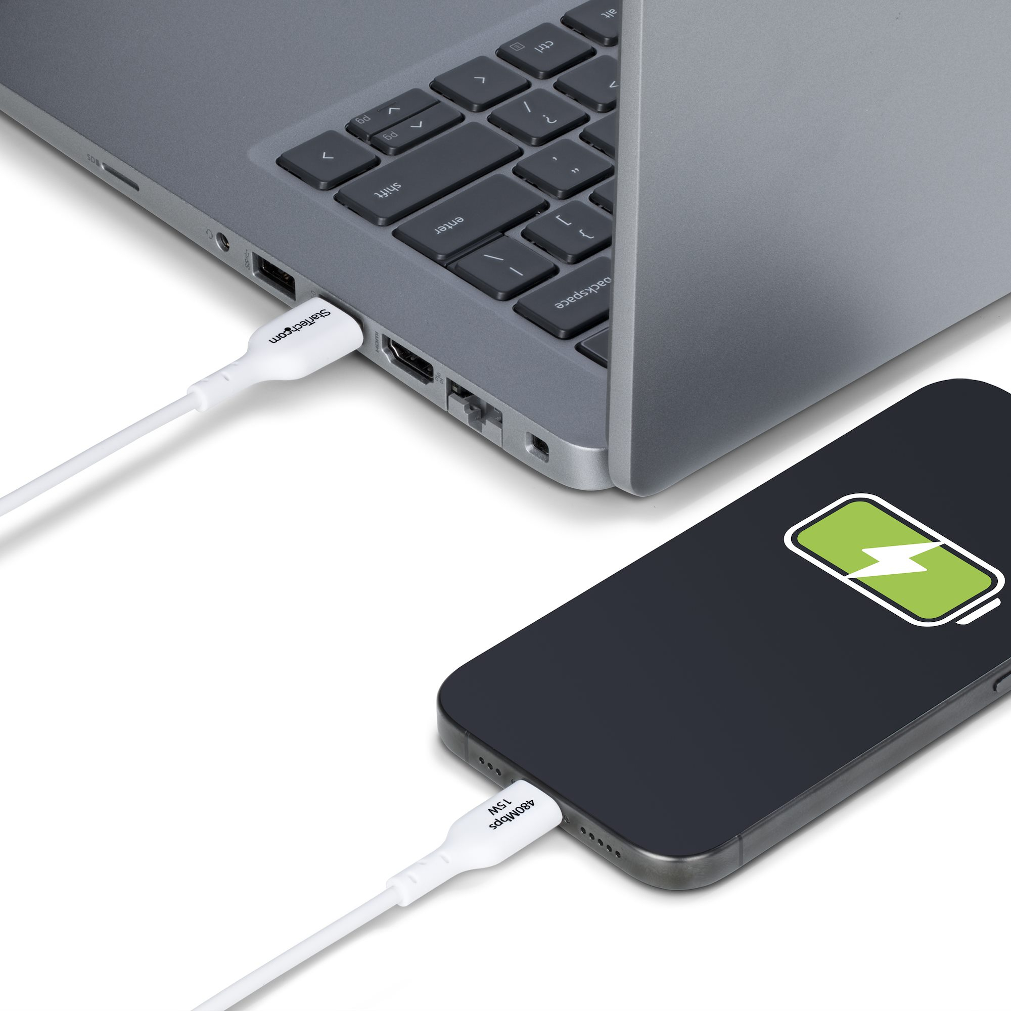 StarTech.com 2m (6.6ft) White USB-A to USB-C Charging Cable/Cord, M/M - USB-Kabel - USB (M), Ansicht 2