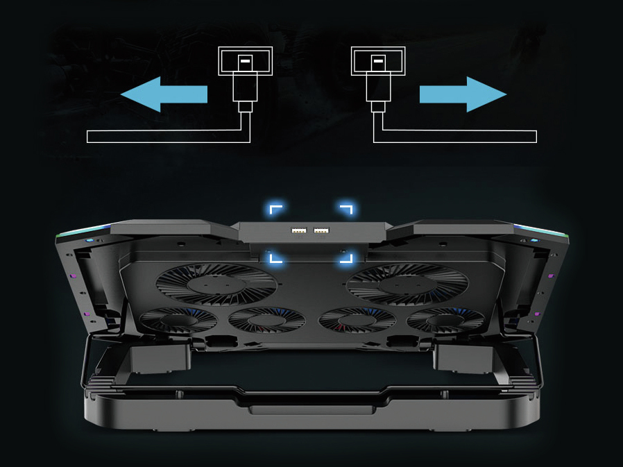 Conceptronic ERGO Gaming - Notebook-Lüfter - mit 2-Port USB 2.0 Hub, Smartphone-Ständer - 43.2 cm (17), Ansicht 3