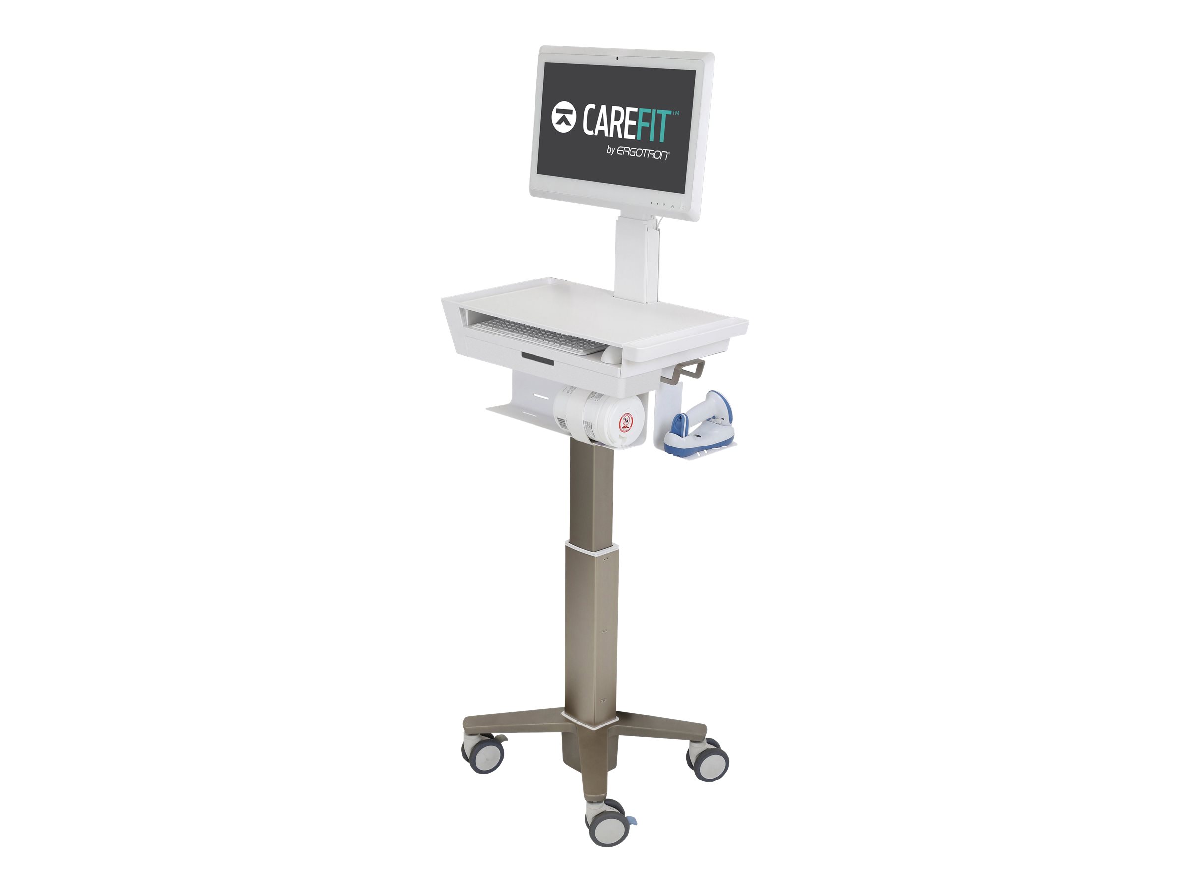 Ergotron CareFit Slim - Wagen - für LCD-Display - medizinisch - Aluminium hochwertiger Kunststoff verzinkter Stahl - weiß Warm Gray - Bildschirmgröße: bis zu 686 cm (bis zu 27 Zoll)