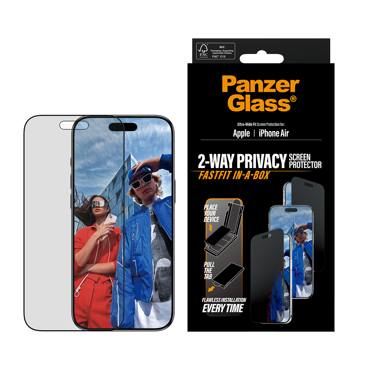 PanzerGlass Ultra Wide Fit Privacy Fastfit iPhone Air, Ansicht 3
