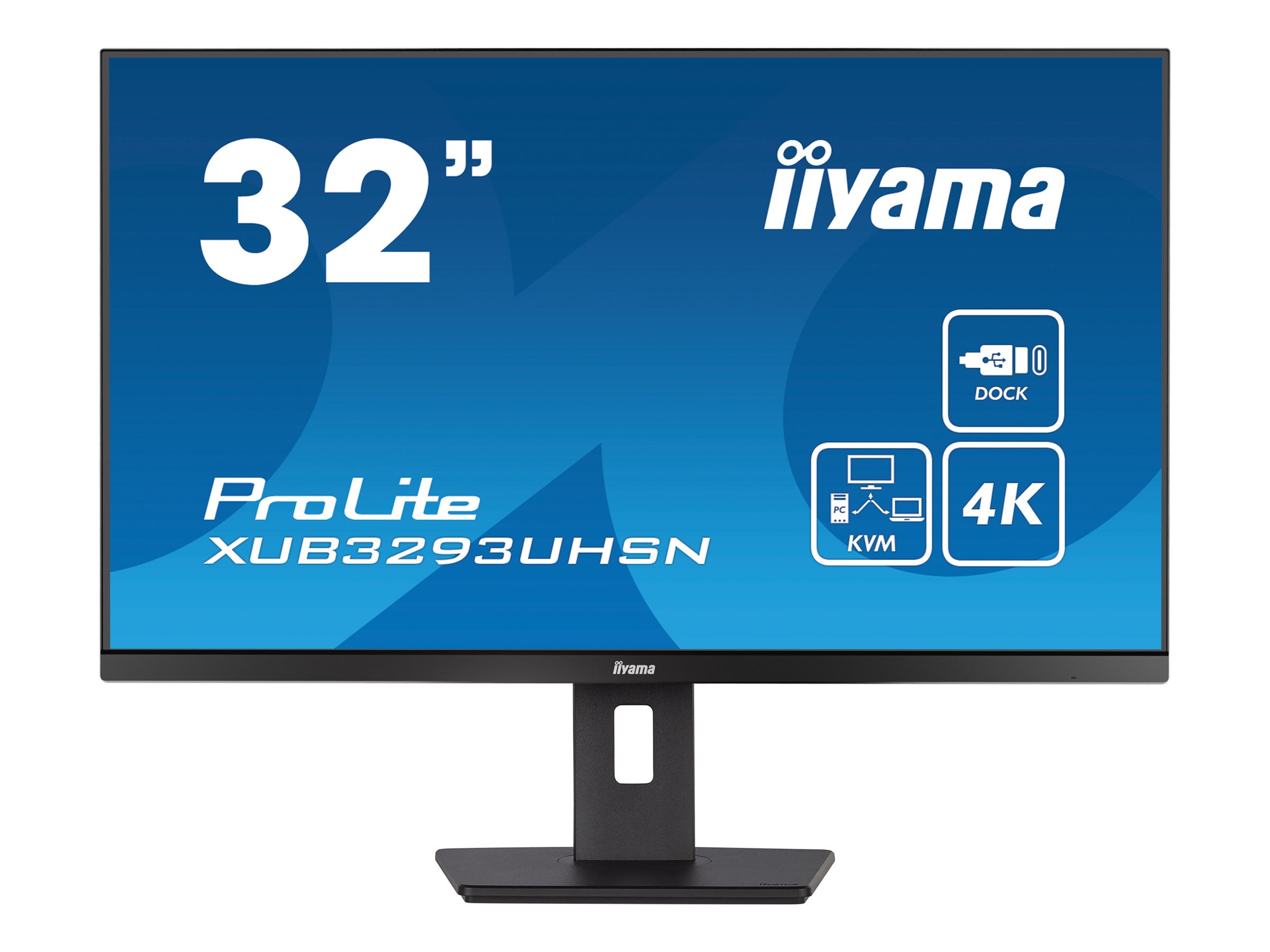 32" ETE IPS-panel, 3840x2160 UHD, 15cm Height Adj. Stand, 350cd/m2, 1000:1, 4ms, Speakers, USB-C Dock (LAN, 65W PD), DisplayPort, HDMI, KVM, USB 3.0x2