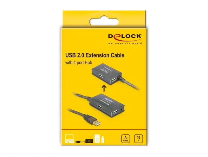 Delock USB 2.0 Extension Cable 10 m active with 4 port Hub, Ansicht 3