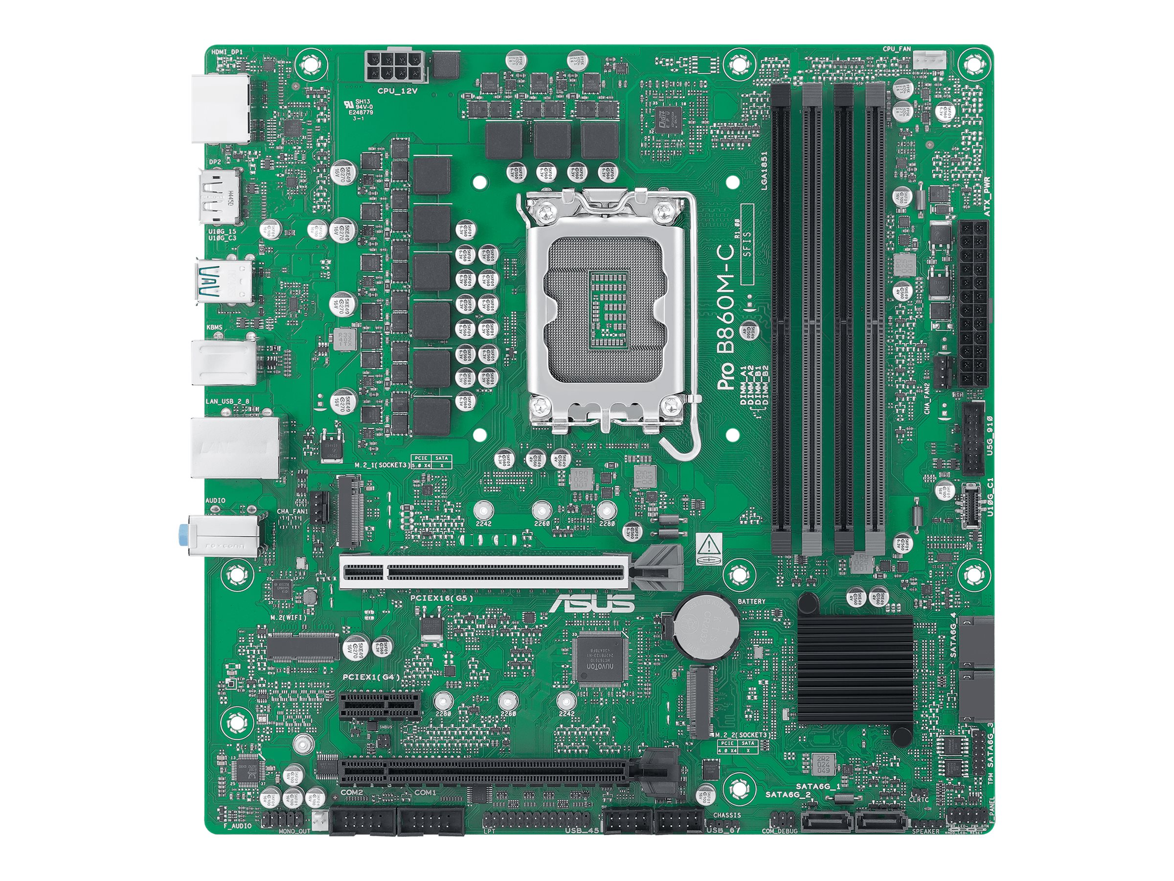 ASUS PRO B860M-C-CSM - Motherboard - micro ATX - LGA1851 Sockel - B860 Chipsatz - USB-C 3.2 Gen 1, USB 3.2 Gen 1, USB 3.2 Gen 2 - Gigabit LAN - Onboard-Grafik (CPU erforderlich)