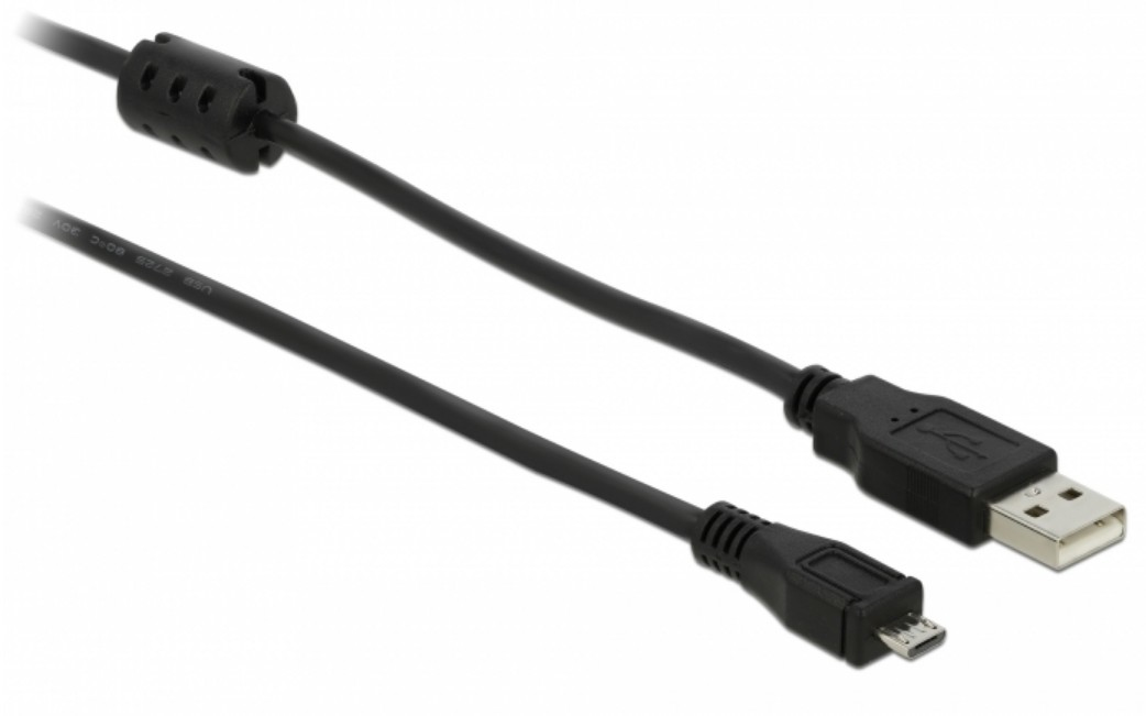 Delock 82335, 2 m, USB A, Micro-USB B, USB 2.0, Schwarz