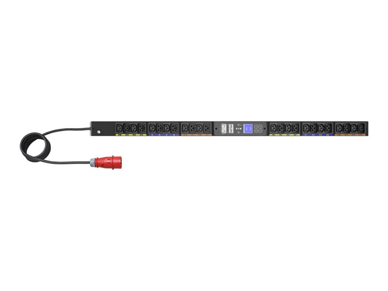 Eaton G4 - Stromverteilungseinheit (Rack - einbaufähig) - 16 A, gemessener Eingang - Wechselstrom 240/415 V - 11 kW - 3 Phasen - Ethernet 10/100/1000, serial - Eingabe, Eingang IEC 60309 16A - Ausgangsanschlüsse: 24 (12 x IEC 60320 C13, 12 x IEC 6032...