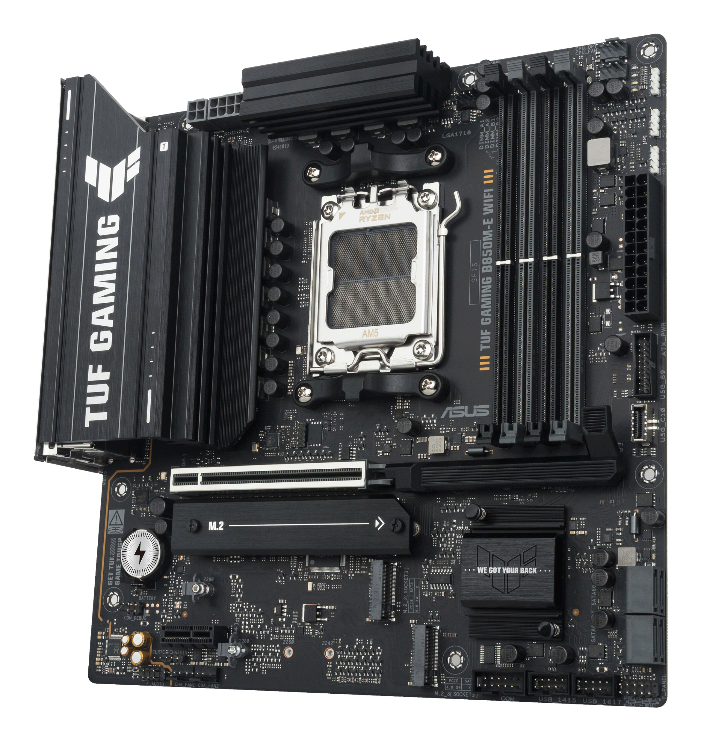 ASUS TUF GAMING B850M-E WIFI - Motherboard - micro ATX - Socket AM5 - AMD B850 Chipsatz - Bluetooth, 2.5 GB LAN, Ansicht 3