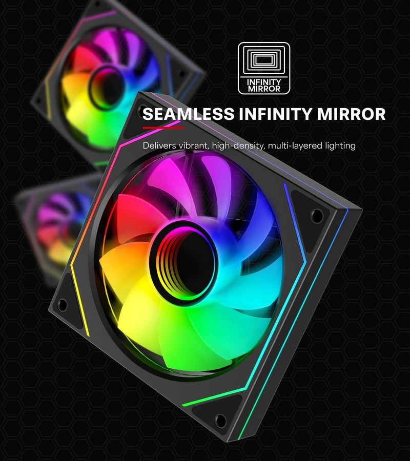 Xilence XF079 Reverse Gehäuseluefter mit Infinity-Mirror-Design, Ansicht 4