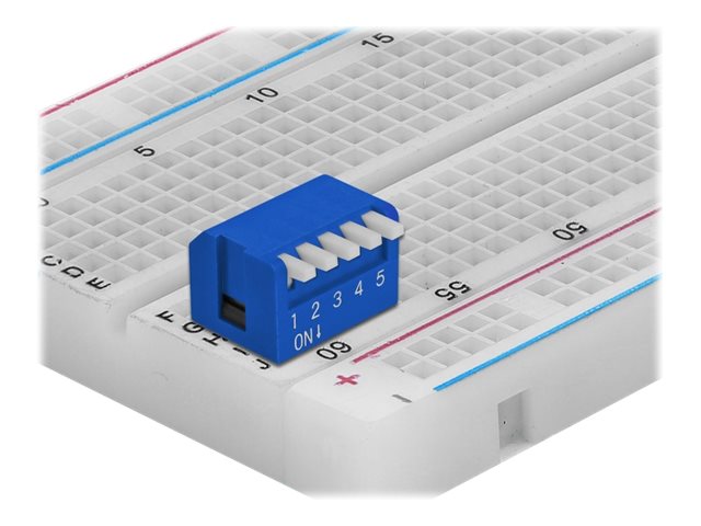 Delock DIP flip switch piano 5-digit 2.54 mm pitch THT vertical - DIP-Schalter - Blau (Packung mit 10)